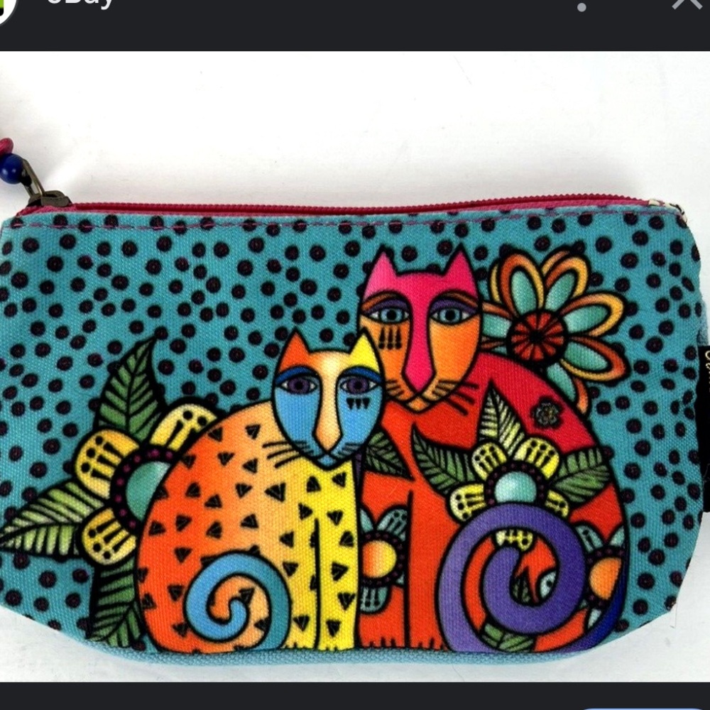 LAUREL BURCH Mythical Cats Canvas Cosmetic Bag Change